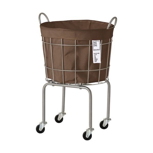 ランドリーバスケット 脚キャスター付き ラウンド 35L ブラウン 6300046488 1個