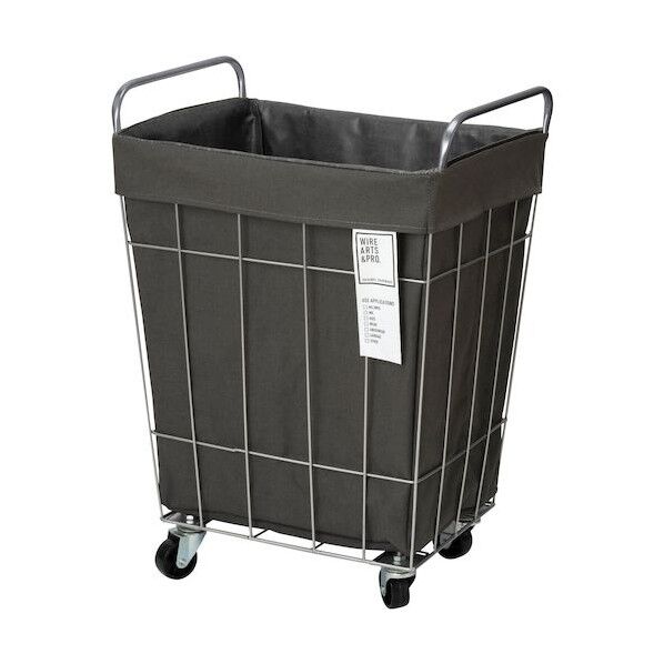 ランドリーバスケット キャスター付き スクエア 45L ダークグレー 6300046461 1個