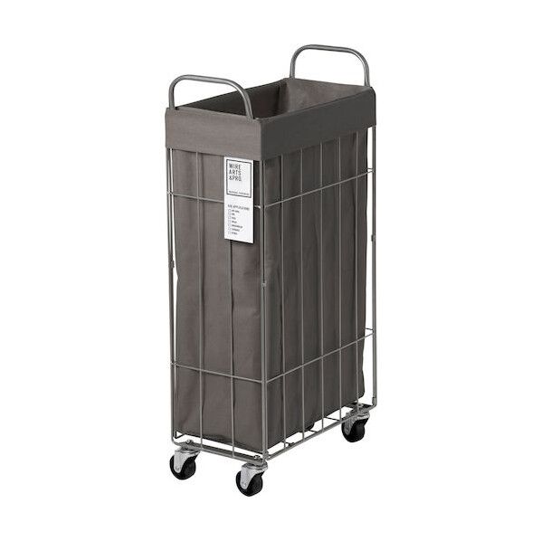 折りたたみ可能ランドリーバスケット キャスター付き スクエア 40L ダークグレー 6300046476 1個