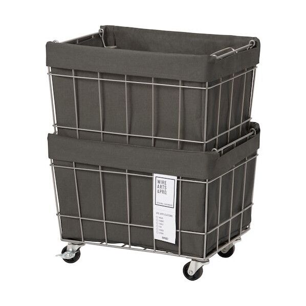 スタッキングバスケット2段 キャスター付き ダークグレー 6300046451 1個