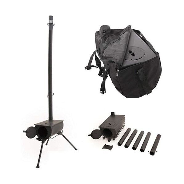 薪ストーブ 折りたたみ式 収納バッグ付き 暖房 調理 煙突付き BBQ キャンプ