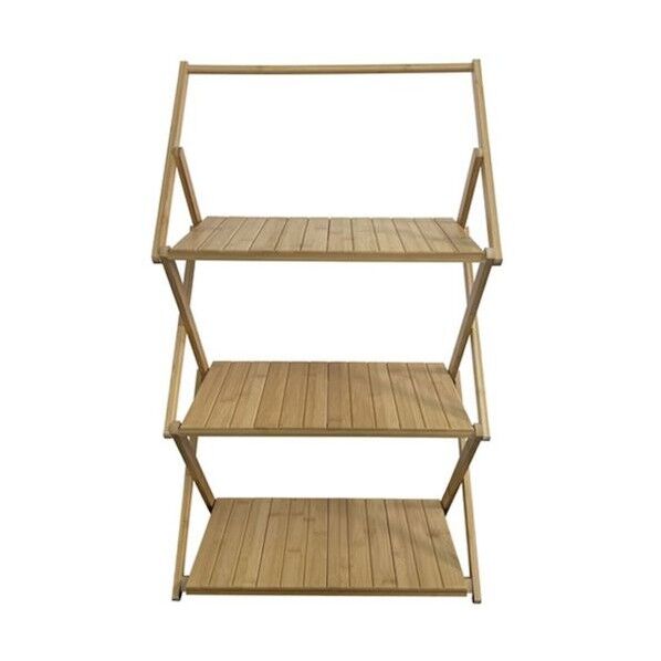 折りたたみ式竹製3段ラック 軽量 オープンラック 収納棚 コンパクト おしゃれ 6300051819 1個...