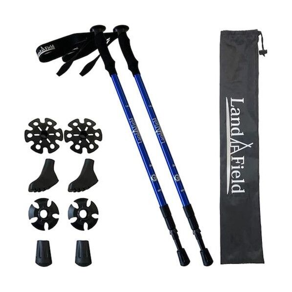 アルミ製トレッキングポール 2本セット 伸縮式 軽量 4種アタッチメント BL