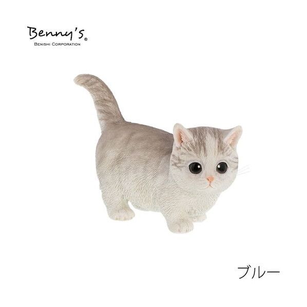 オブジェ雑貨 QB-010GR べニーズキャット マンチカン (ブルー)