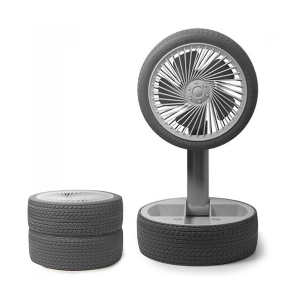折りたたみポータブル扇風機 タイヤデザイン KD172 灰色 6300050794 1台...