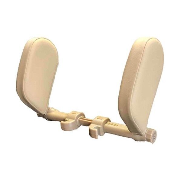 車用首枕 ネッククッション 簡単取付 角度調整可 コンパクト収納 仮眠 ベージュ