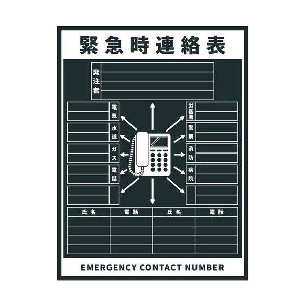緊急時連絡表グリーンボードマグネット 固定電話