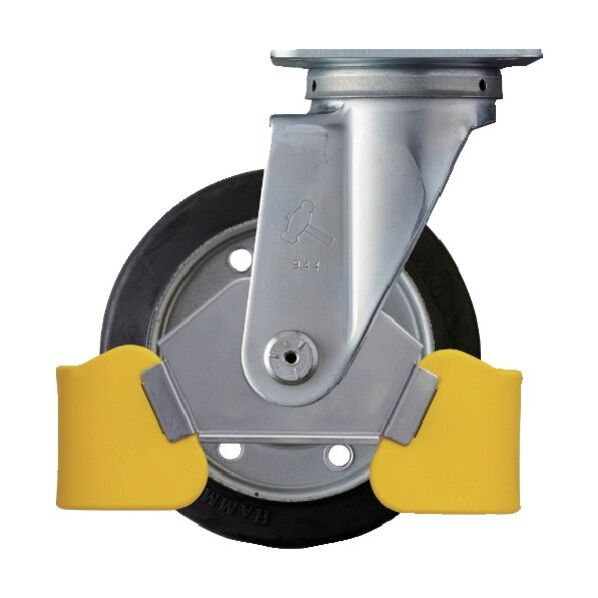 フットガード付 旋回式ゴム車輪（スチールホイール･ローラーベアリング）150mm