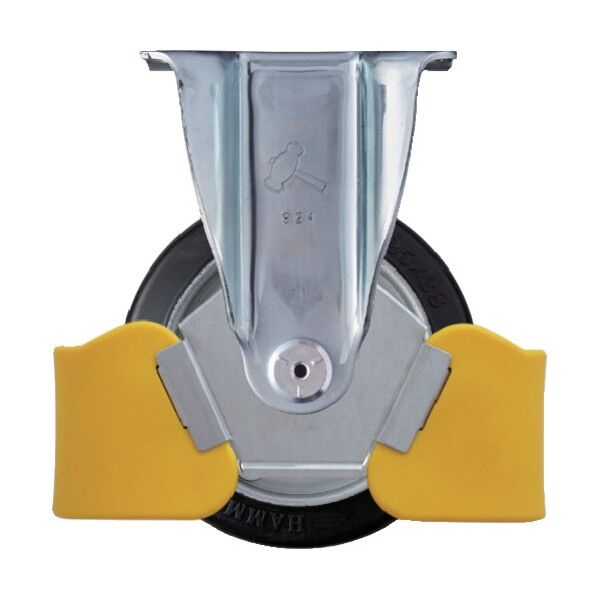 フットガード付 固定式ゴム車輪(スチールホイール・ローラーベアリング)125mm