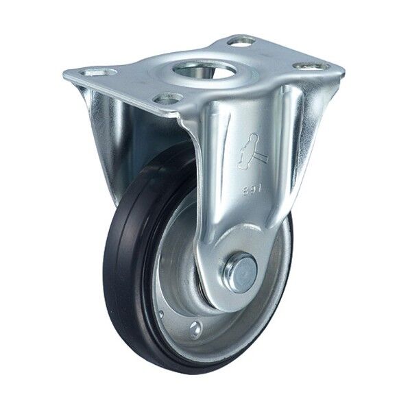 プレート式キャスター 固定 車輪径150mm ゴム車輪(ボールベアリング)