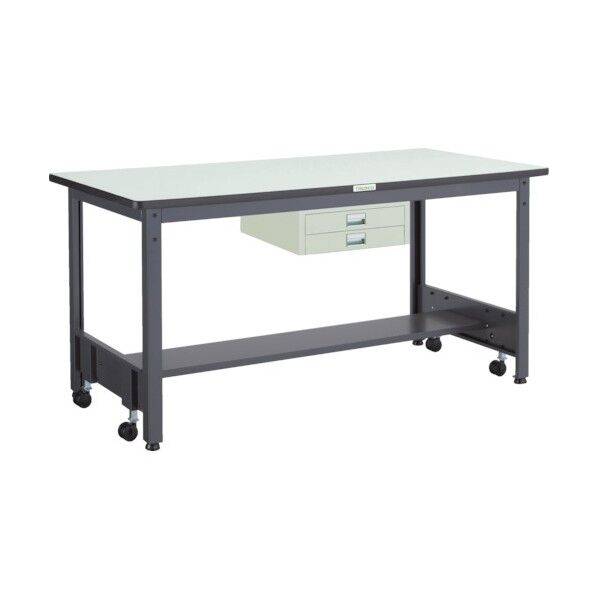  中荷重作業台（500kg）CFW型 1200X600XH740 薄型2段引出付 ダークグレー色 CFWP-1260UDC2...