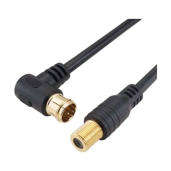 アンテナ延長ケーブル F型接栓メス/L字差込式コネクタ 1m ブラック ACF10-672BK 1点...