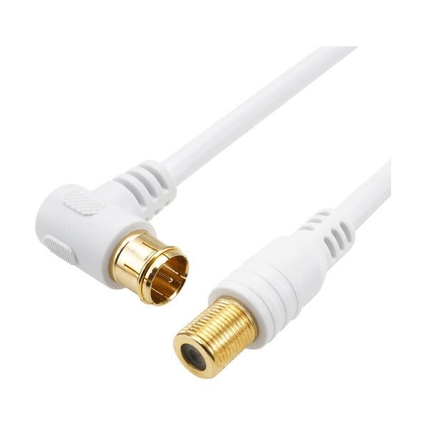  アンテナ延長ケーブル F型接栓メス/L字差込式コネクタ 1m ホワイト ACF10-671WH 1点...