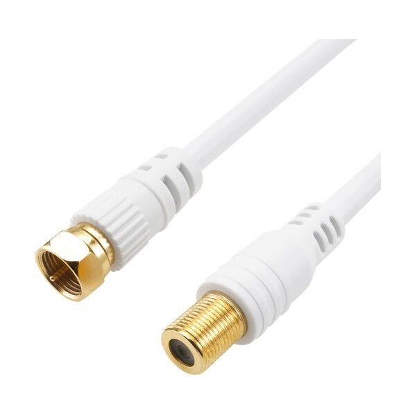  アンテナ延長ケーブル F型接栓メス/ネジ式コネクタ 1m ホワイト ACF10-669WH 1点...