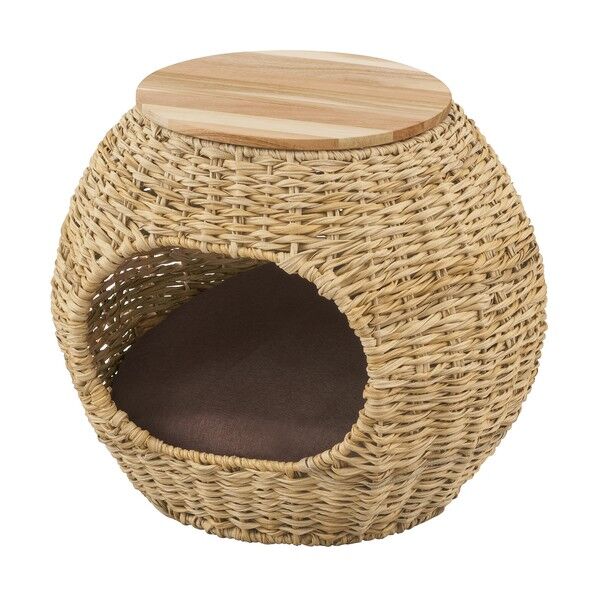 106118 ラタン調ペットハウス ボール ナチュラル