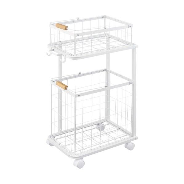 298626 ランドリーバスケットワゴン2段 ホワイト LBW-452-W 1点...