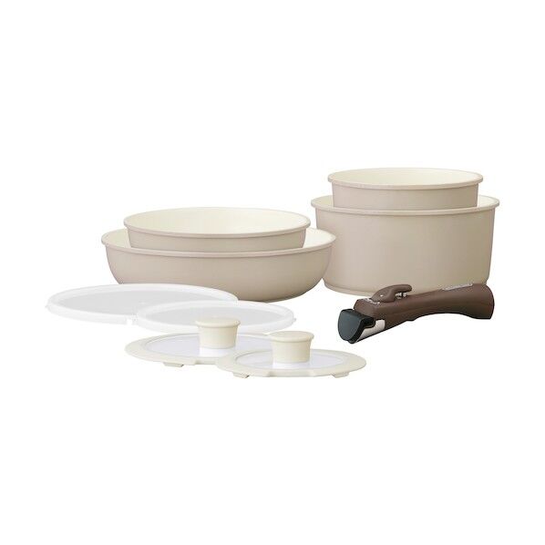 297030 セラミックカラーパン9点セット グレージュ