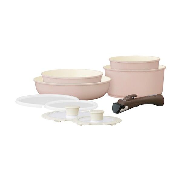 297031 セラミックカラーパン9点セット グレイッシュピンク CCRC-9S-P 9個...