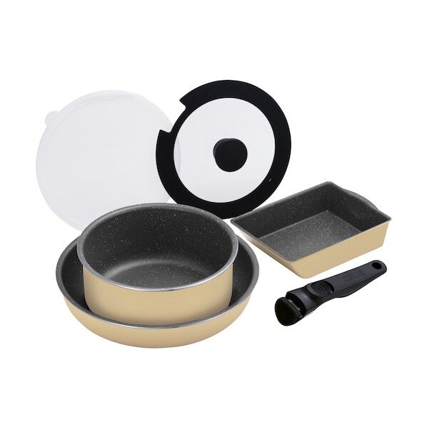 537398 ダイヤモンドコートパン ガス6点セット クレイベージュ