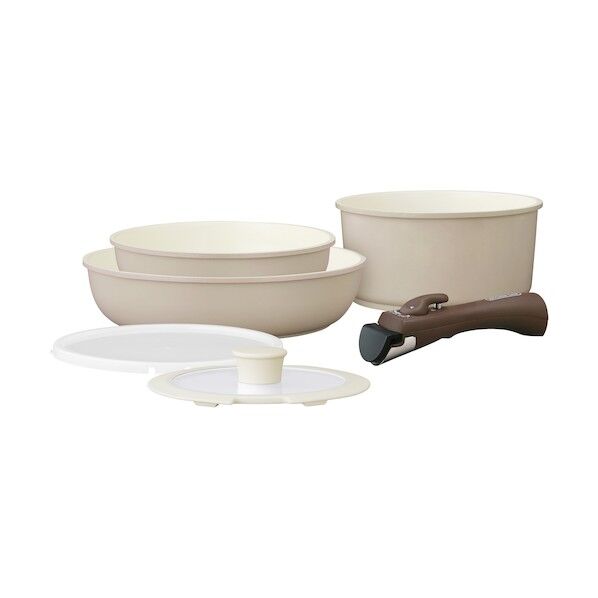 297027 セラミックカラーパン6点セット グレージュ