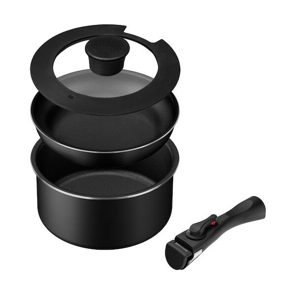  104212 コンパクト鍋･フライパンセット 4点セット ブラック CPPF-4-B 4個...