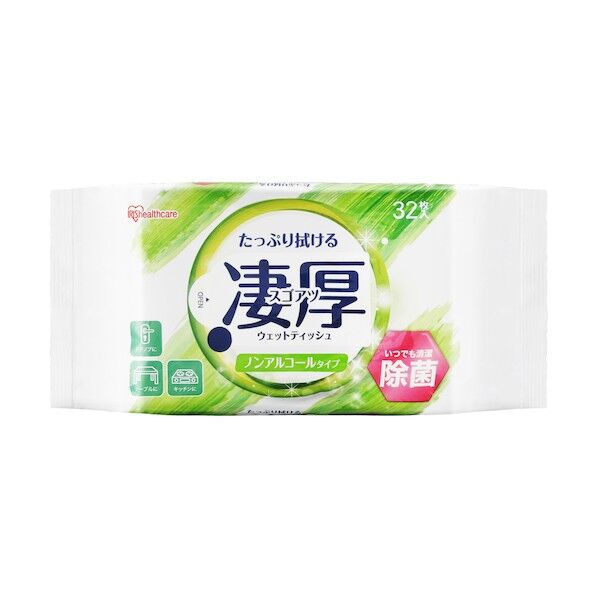  298673 除菌ができるウェットティッシュ凄厚 ノンアルコールタイプ WTP-32N1P 32枚...