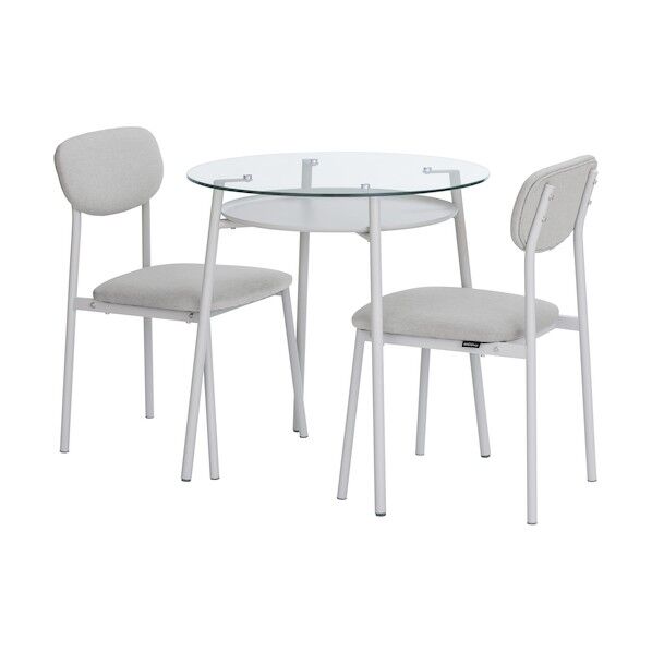 105764 ガラスダイニングテーブルチェアセット グレー LGT-DTC 3個...
