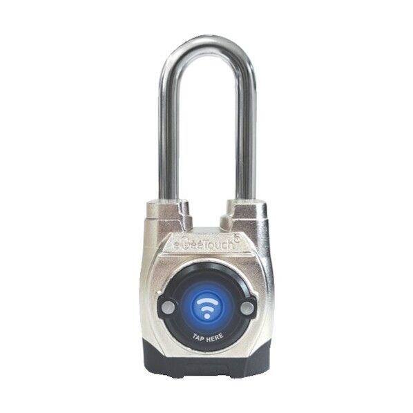 JSB TECH社 防じん・防水スマート南京錠eGeeTouch第5世代 IP66(ロングシャックル) シルバー/ブラック 5-02502-94 0...