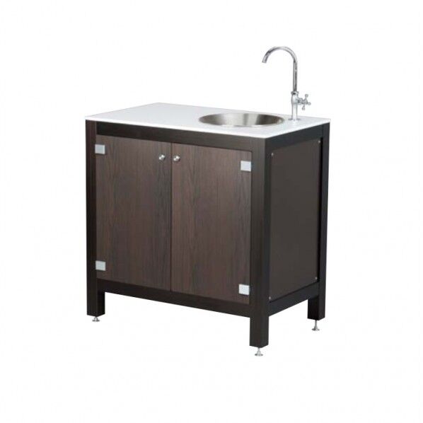 ガーデンシンクエレガントL 両扉ブラウン人工大理石ガーデンボウル無