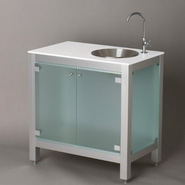 ガーデンシンクエレガントL両扉シルバー人工大理石ガーデンボウル無地