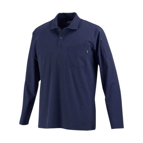 8592 冷感ストレッチ長袖ポロシャツ ネイビー 3L