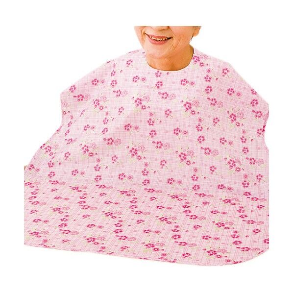 食事用エプロン 格子 ブルー