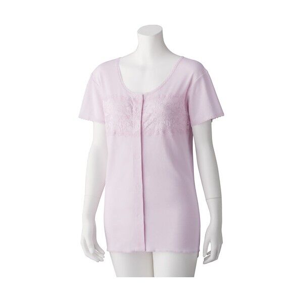 婦人フロント レース3分袖 ワンタッチインナー ラベンダー L
