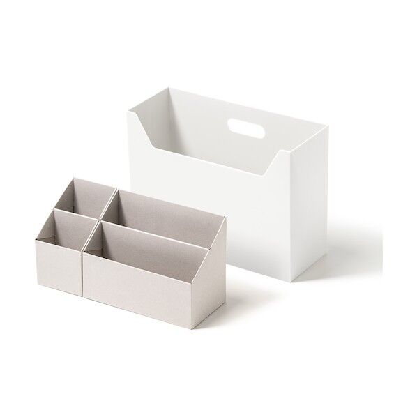 持ち運びができる収納ボックス(インナーオーガナイザーS・L2個セット) オールホワイト