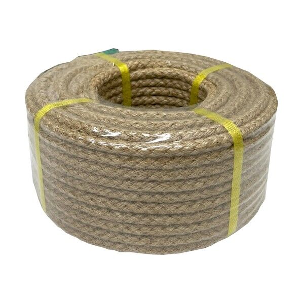 ジュート麻8打ナチュラルロープ(芯入り) 8mmΦ×30m 丸巻パック JUTE-HEMP-8STRAND-8X30 1点