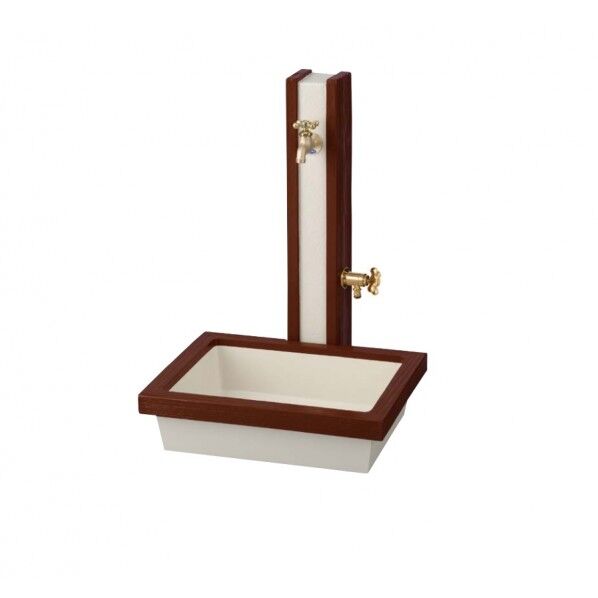 オンリーワンクラブ 水栓柱ウッド 2口 プラグ付き 20mm ダークセピア TC3-SC-WW-DS 1本...