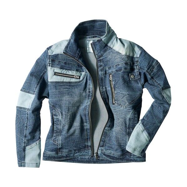 ストレッチデニム長袖ジャンパー インディゴ 4L