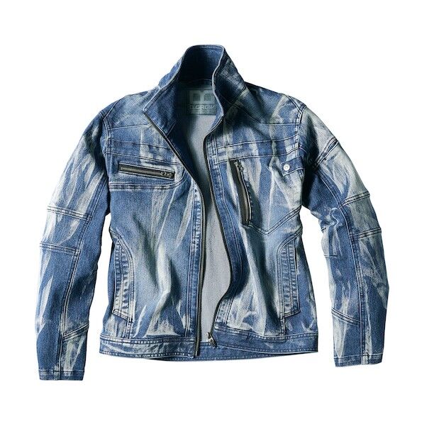 ストレッチデニム長袖ジャンパー インディゴブリーチ 3L