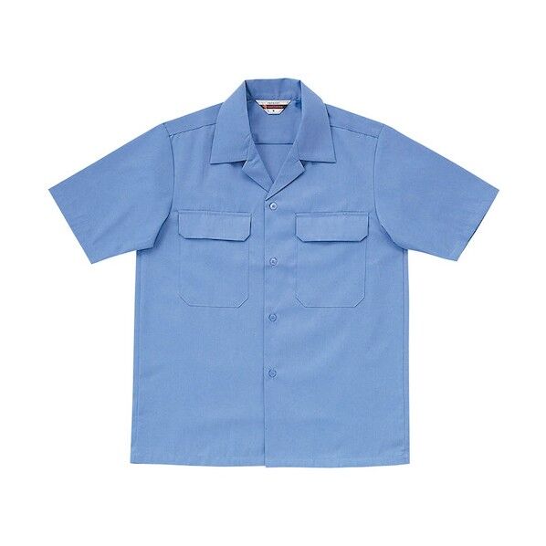 半袖開衿シャツ サックス S