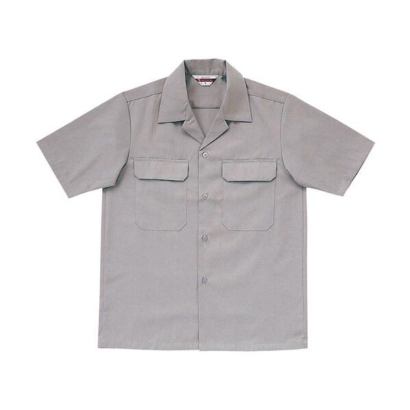 半袖開衿シャツ サックス LL
