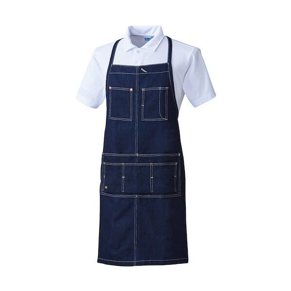 G.G. 10111 エプロン首掛 ミッドインディゴ フリーサイズ