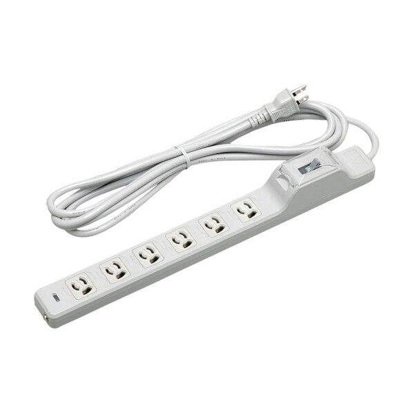 15A安全ブレーカ付OA用抜け止め接地タップ6コ口コード1m