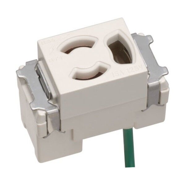 ML抜け止め接地コンセント送り付(接地リード線付)(白)