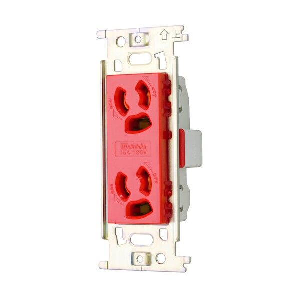 ML抜け止め接地ダブルコンセント (赤)