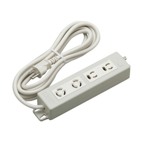 OA用ニコニコタップ 4コ口(引掛2･抜け止め接地2)コード3m接地プラグ付