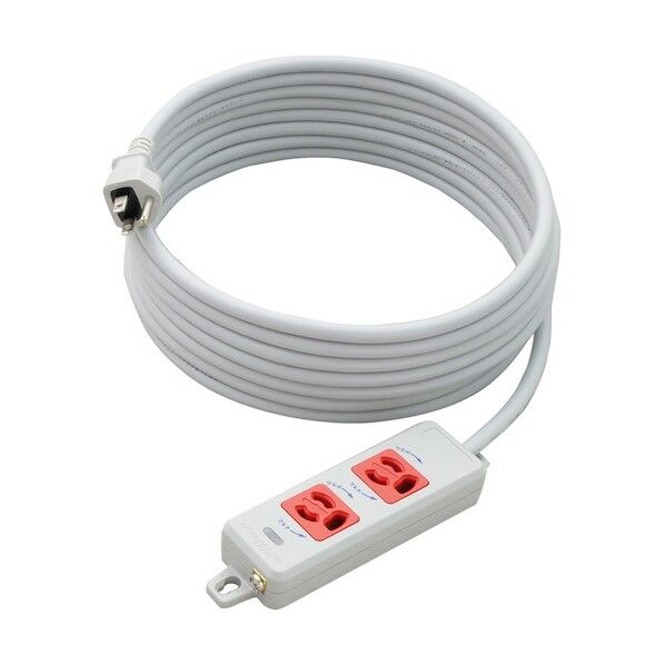 横型OA用抜け止め接地タップ 2コ口 本体白 中駒赤5m MR7902TJ5WR 1点