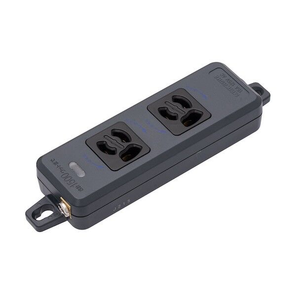 横形OA抜止接地タップ2コロ 黒 ランプ マグネット付 コードなし