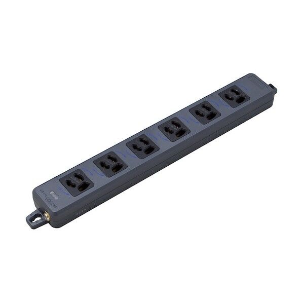 横形OA用抜け止め接地タップ6コ口 ランプ、マグネット付 コードなし 黒