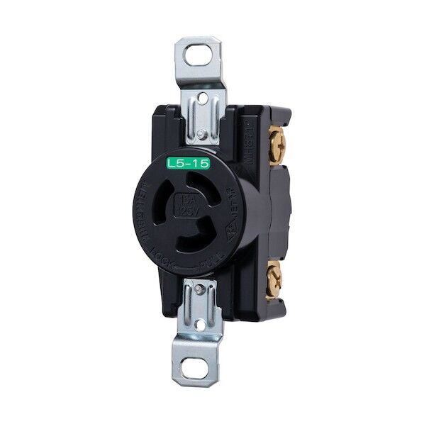 機器用接地2P 15A引掛埋込コンセント 15 125V(黒(L5‐15R 準拠) MH8712T01 1点