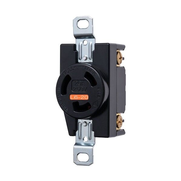 機器用接地2P 20A引掛埋込コンセント P:83.5 楕円 (L6-20R 準拠)